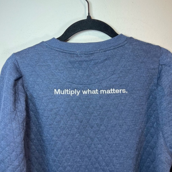 Marine Layer Womens Corbet Puff Sleeve Sweatshirt Blue Quilted Embroidery Medium - Picture 13 of 16